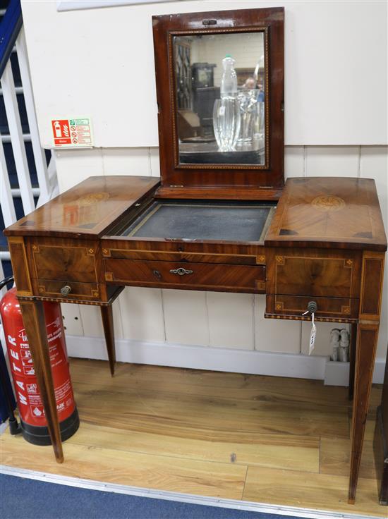 A Continental inlaid mahogany poudreuse, circa 1790 W.91cm